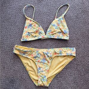 Billabong Yellow Floral Triangle Bikini Set